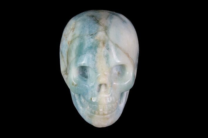 Realistic, Carved, White and Green Jade Skull #116562